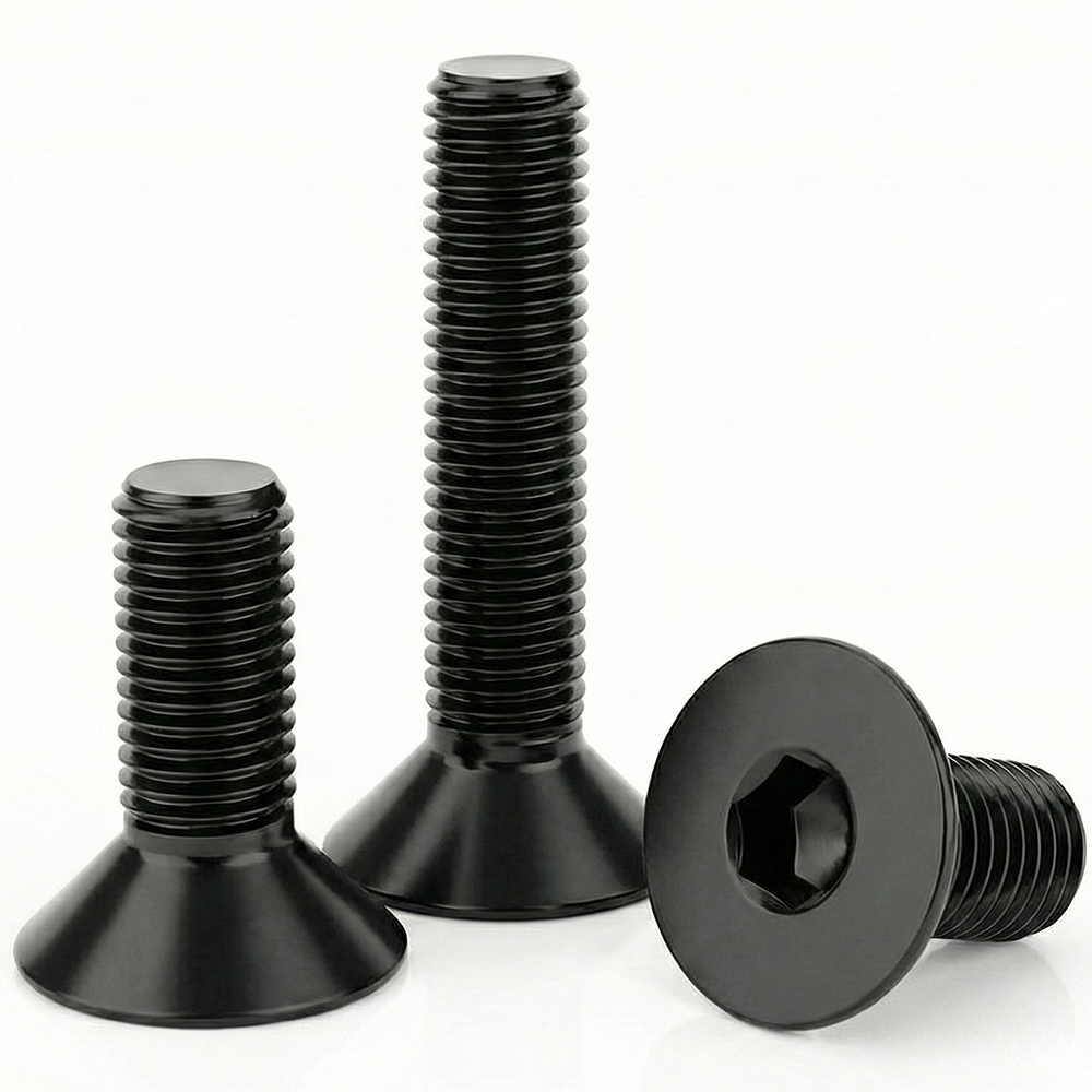 Black Hex Socket Countersunk Bolts | DIN 7991 / ISO 10642 Flat Head Allen Screws | High Tensile Rustproof Carbon Steel Fasteners - DIYUK