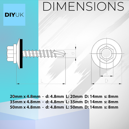 Self Drilling Tek Screws with EPDM Sealing Washer for Roofing Cladding