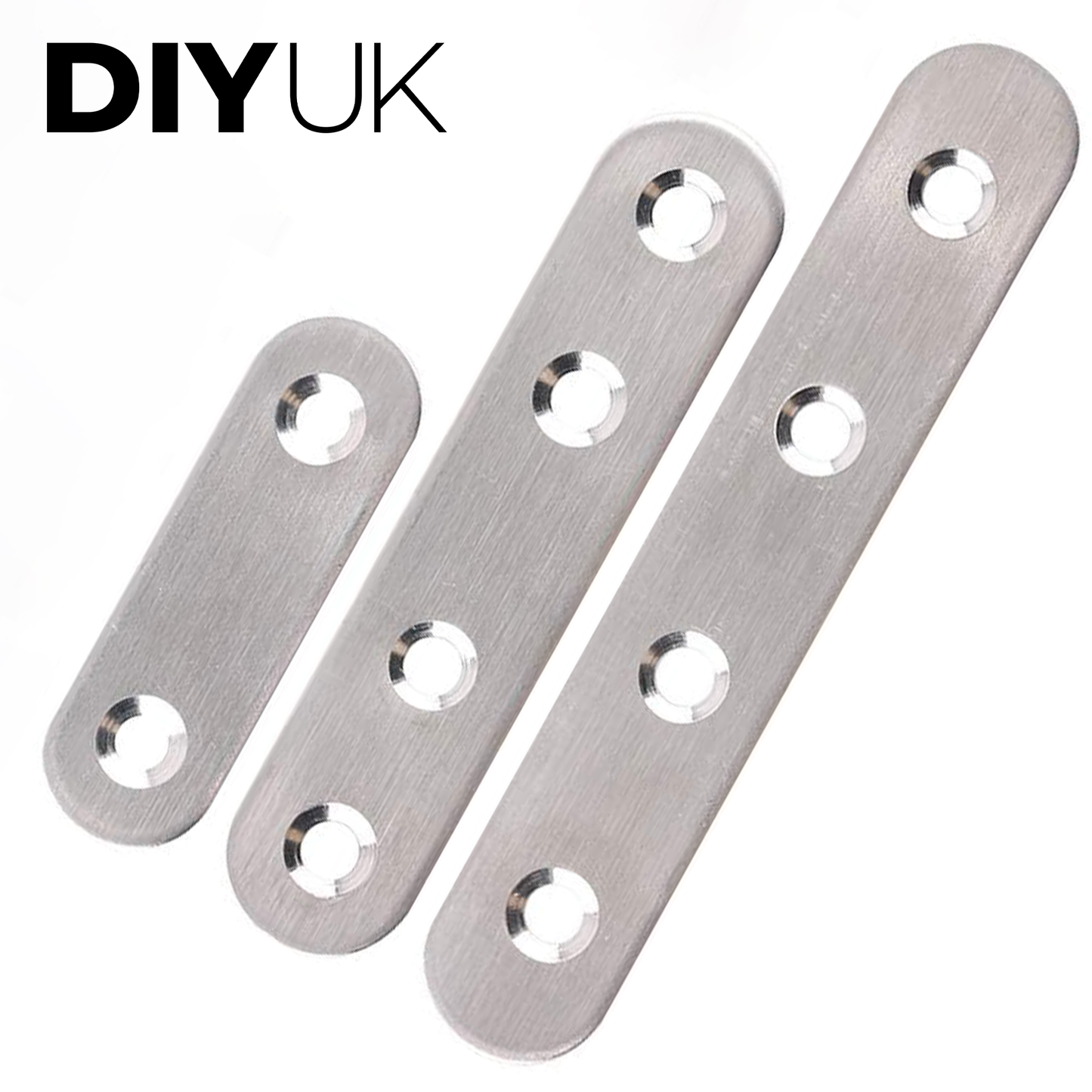 Flat Brackets For Wood, Straight Brace, Mending Plates Premium Steel Galvanised Connecting Repair Fixing - DIYUK