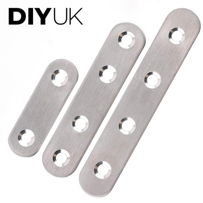Flat Brackets For Wood, Straight Brace, Mending Plates Premium Steel Galvanised Connecting Repair Fixing - DIYUK