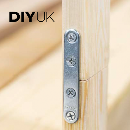 Flat Brackets For Wood, Straight Brace, Mending Plates Premium Steel Galvanised Connecting Repair Fixing - DIYUK