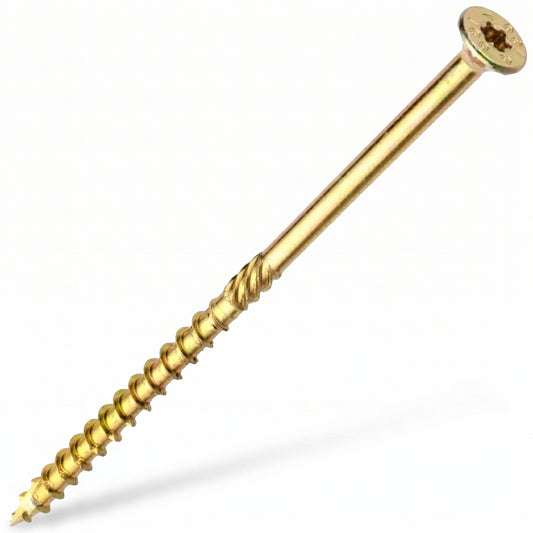 High-performance yellow passivated countersunk Torx wood screws for multi-purpose professional timber applications.