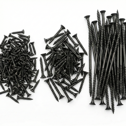 500 Mixed Black Wood Screws 25mm 35mm 100mm (1" 1 3/8" 4") Heavy Duty Drywall Kit - DIYUK