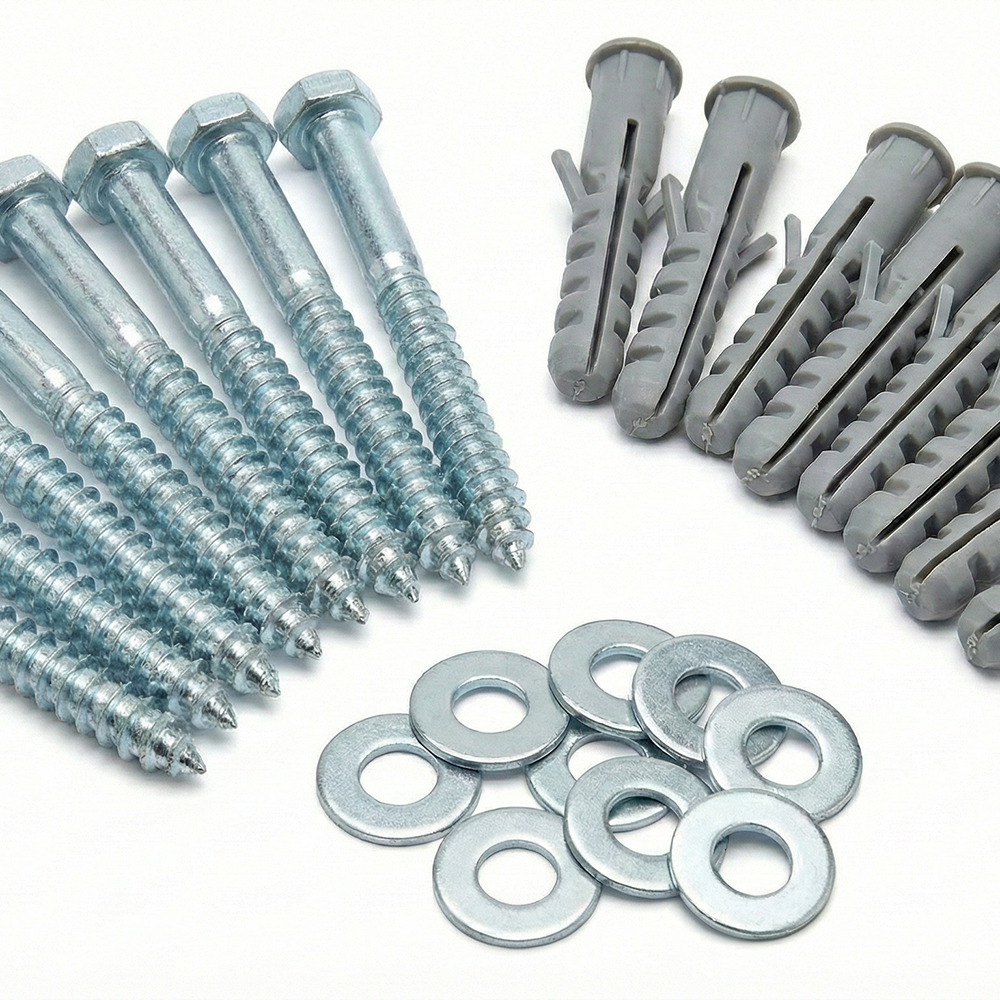 Heavy Duty TV Bracket Fixing Kit, 10x M10 x 100mm (4 Inch) Coach Screws, 14mm Wall Plugs & M10 Washers â Complete Masonry Anchor Set for Satellite Dishes & Aerials â Zinc Plated DIN 571 - DIYUK