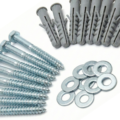 Heavy Duty TV Bracket Fixing Kit, 10x M10 x 100mm (4 Inch) Coach Screws, 14mm Wall Plugs & M10 Washers â Complete Masonry Anchor Set for Satellite Dishes & Aerials â Zinc Plated DIN 571 - DIYUK