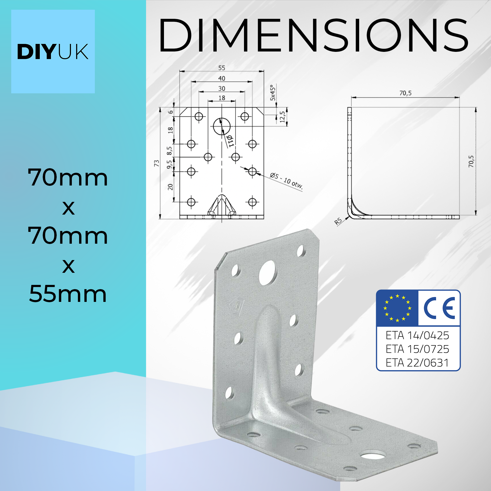 2.5mm Structural Galvanised Steel Angle
Brackets 