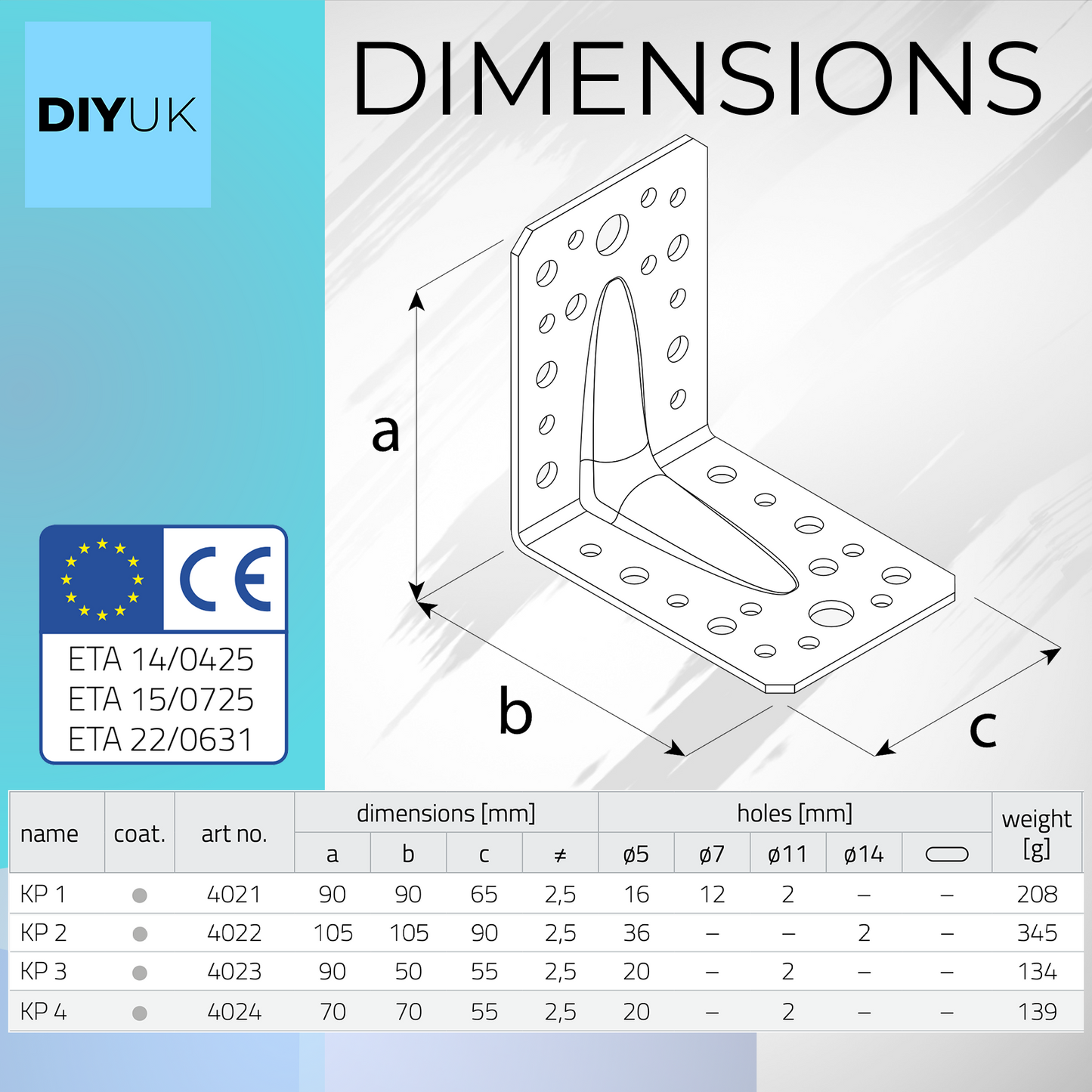 2.5mm Structural Galvanised Steel Angle
Brackets 
