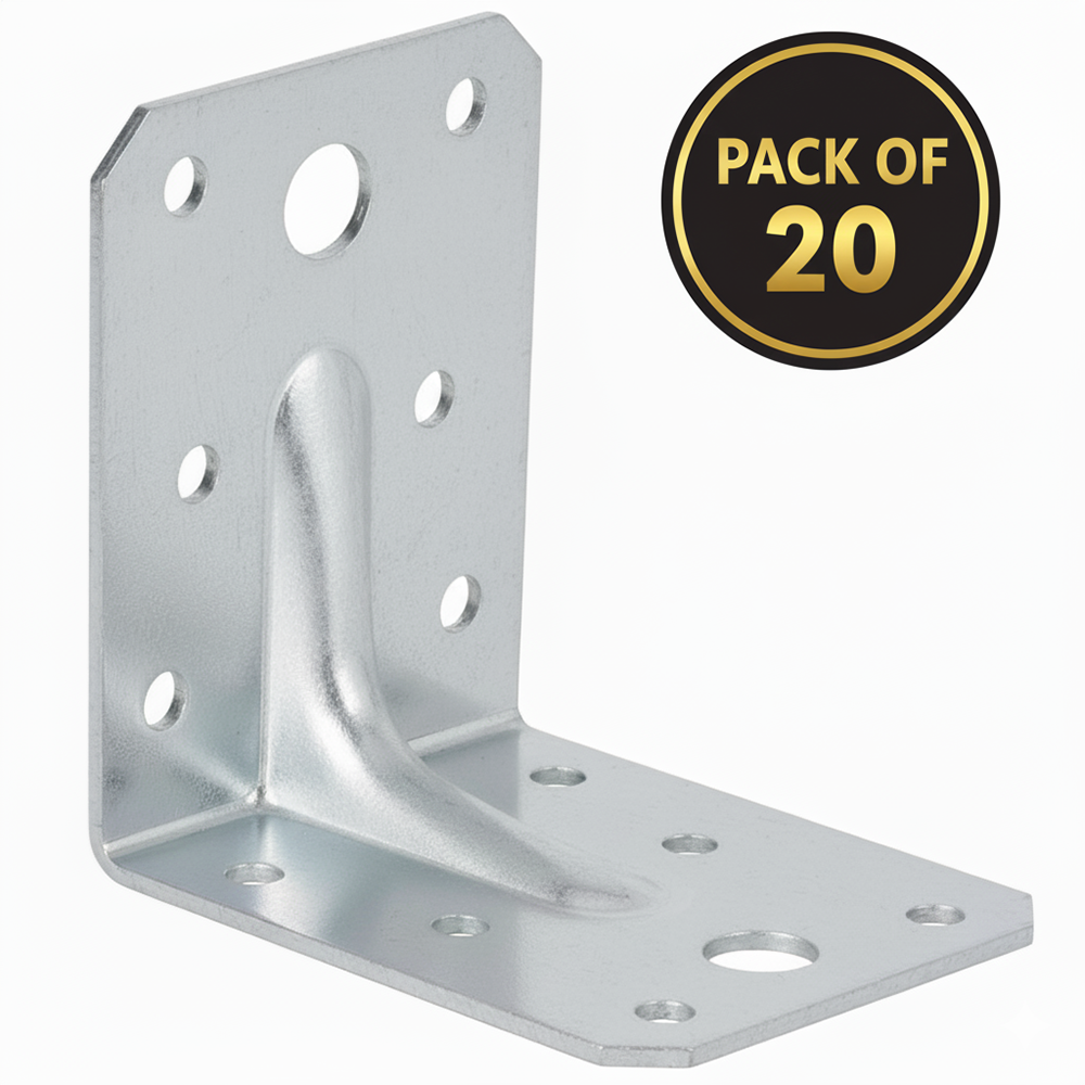 Angle Corner Brackets for Wood 70x70x55x2.0mm Galvanised Heavy Duty Steel L Braces Zinc Coated Metal Joist Sheet DIYUK - DIYUK