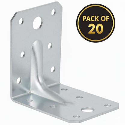Angle Corner Brackets for Wood 70x70x55x2.0mm Galvanised Heavy Duty Steel L Braces Zinc Coated Metal Joist Sheet DIYUK - DIYUK