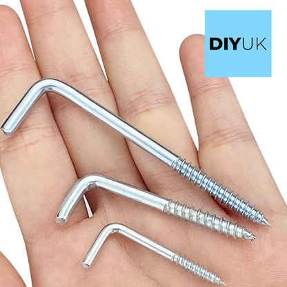 Hooks For Hanging L Shape with Nylon Wall Plugs, Square Screws Hook Wall Hanger