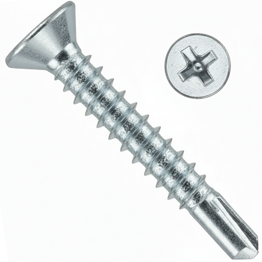 Self-Drilling Countersunk Screws Zinc Plated For Metal, Wood & PVC