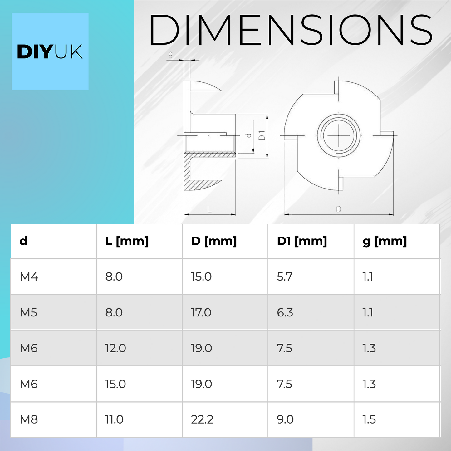 Captive Nuts Four Pronged Tee Nuts Steel Zinc Plated T Nut