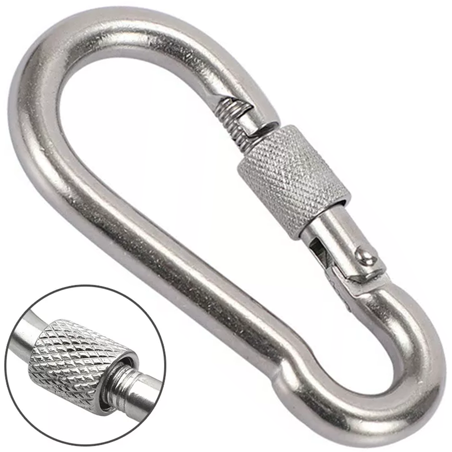 Steel Snap Hook With Screw Nut Carabiners Safe Lock Carabiner Clip Spring for Outdoor Hiking Camping Fishing Backpack DIYUK - DIYUK