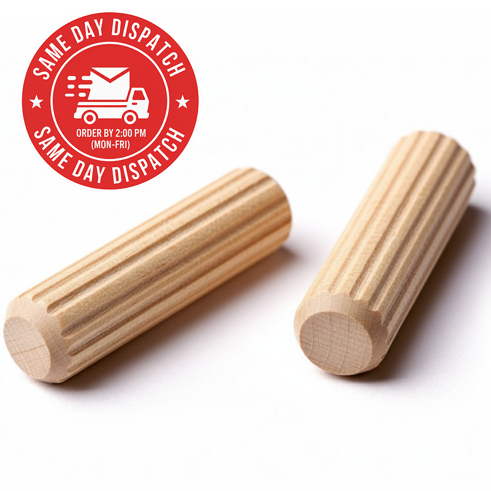 Wooden Dowels Premium Fluted Hardwood Dowel Pins - Metric Wood Plugs - DIYUK