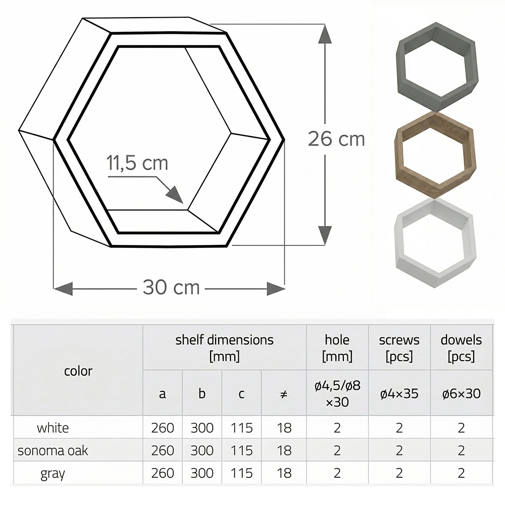 Premium Modular Hexagon Floating Shelf | 18mm Thick Heavy-Duty MDF Honeycomb Wall Display | Geometric 30cm x 26cm Shelving Unit for Lounge, Plant & Books | Made in EU - DIYUK