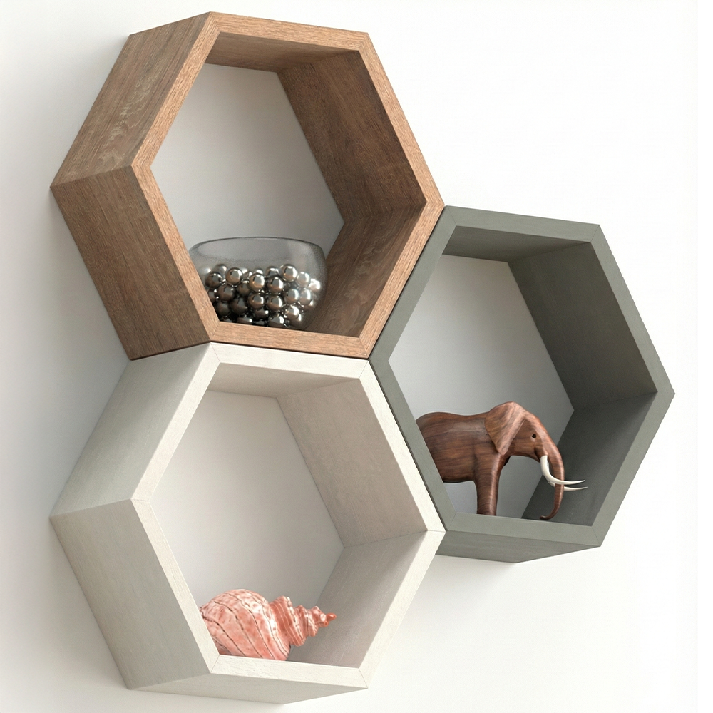 Premium Modular Hexagon Floating Shelf | 18mm Thick Heavy-Duty MDF Honeycomb Wall Display | Geometric 30cm x 26cm Shelving Unit for Lounge, Plant & Books | Made in EU - DIYUK