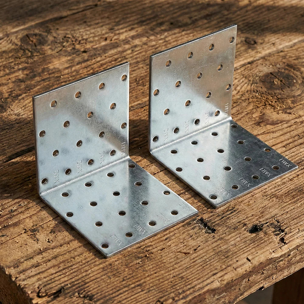 10x Heavy Duty Angle Brackets 40x40mm (60mm Wide) & 50x Black Screws - Repair Kit - DIYUK