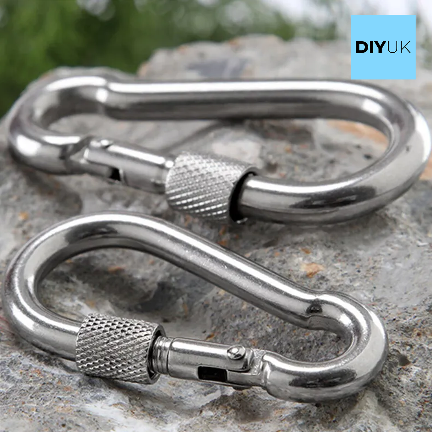 DIYUK Steel Snap Hook With Screw Nut Carabiners Safe Lock Carabiner Clip Spring for Outdoor Hiking Camping Fishing Backpack