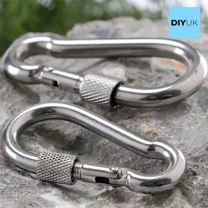 DIYUK Steel Snap Hook With Screw Nut Carabiners Safe Lock Carabiner Clip Spring for Outdoor Hiking Camping Fishing Backpack