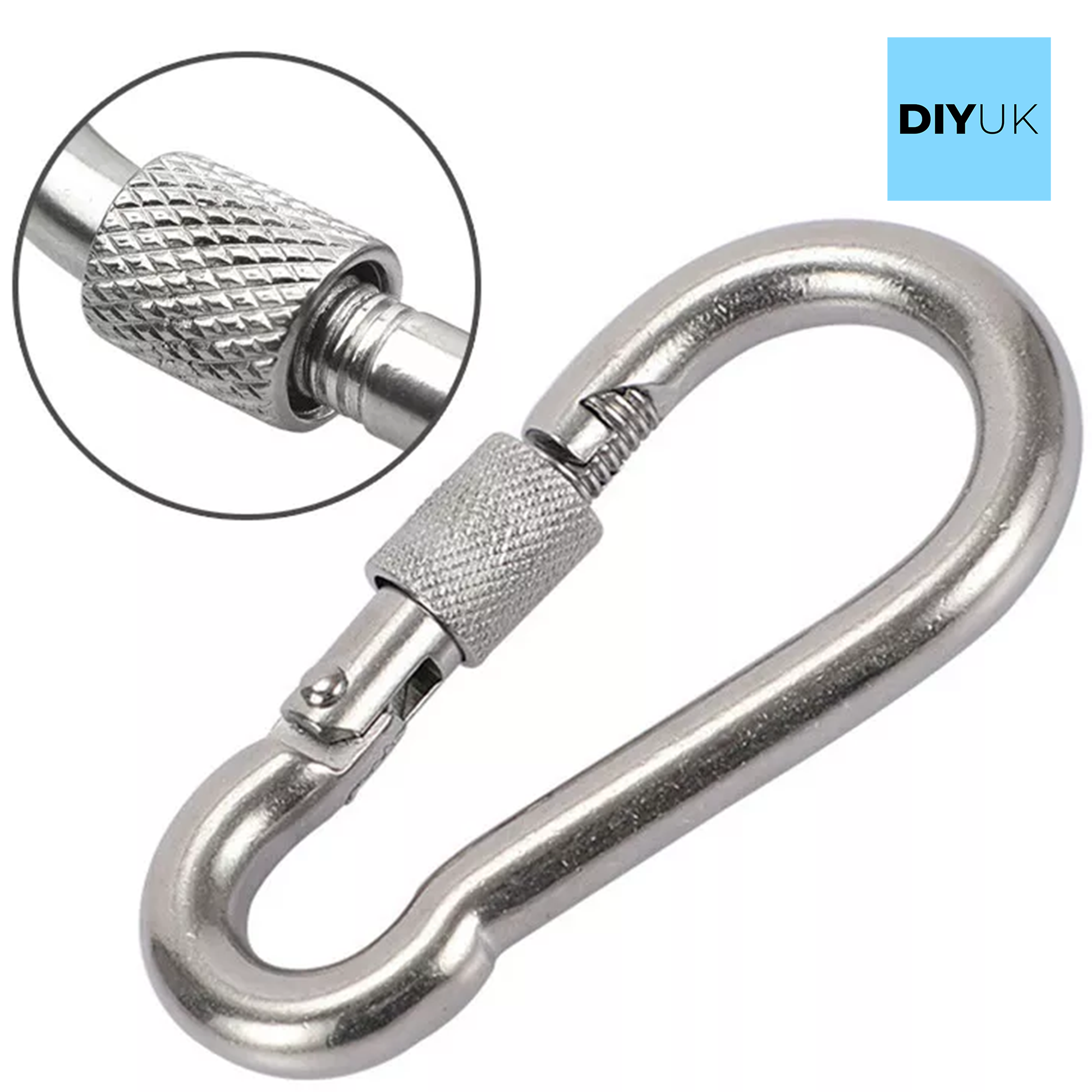 DIYUK Steel Snap Hook With Screw Nut Carabiners Safe Lock Carabiner Clip Spring for Outdoor Hiking Camping Fishing Backpack