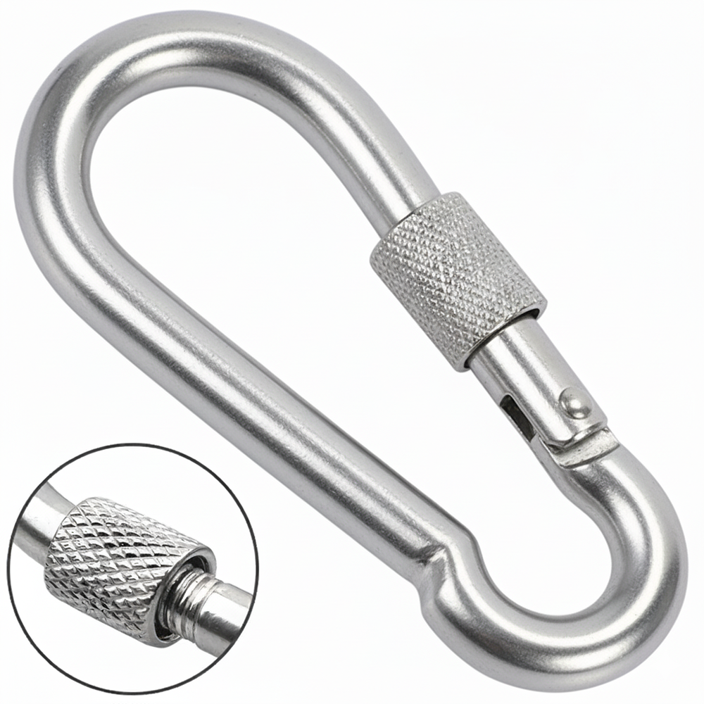 Steel Snap Hook With Screw Nut Carabiners Safe Lock Carabiner Clip Spring for Outdoor Hiking Camping Fishing Backpack DIYUK - DIYUK