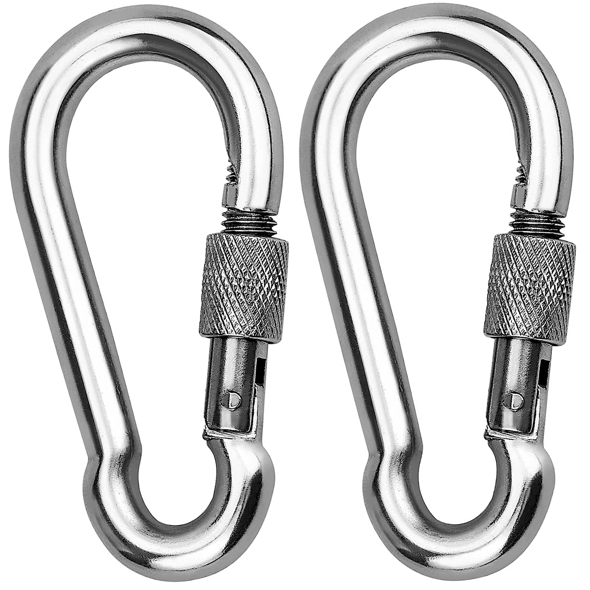 DIYUK Steel Snap Hook With Screw Nut Carabiners Safe Lock Carabiner Clip Spring for Outdoor Hiking Camping Fishing Backpack