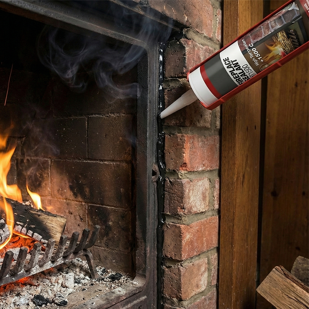 High Temperature Silicone Sealant 1500°C Black | Heavy Duty Heat Resistant Fire Cement & Flue Sealer | For Wood Burner Stoves, Chimneys, Ovens & Fireplace Repair | Professional Grade Cartridge (310ml) - DIYUK