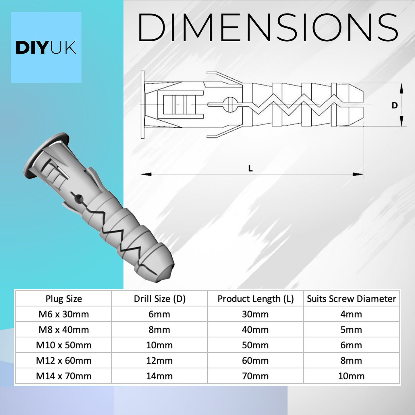 Wall Plugs Multi Purpose Universal Plug Heavy Duty Expansion Masonry Fixings