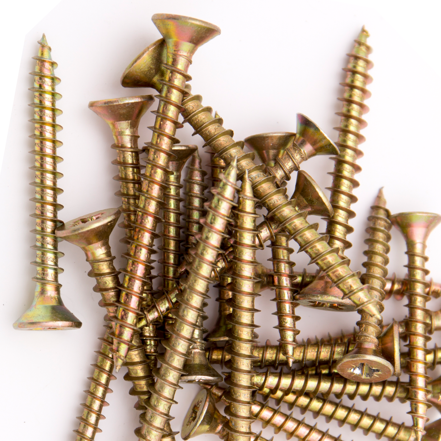 Multi-Purpose Wood Screws Yellow Zinc Passivated (YZP) - Pozi Head Countersunk - High Performance Outdoor Decking, Fencing & Timber Fixings - Rust Resistant - Assorted Sizes (Pack of 20, 100, 200, 500) - DIYUK