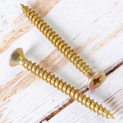 Multi-Purpose Wood Screws Yellow Zinc Passivated (YZP) - Pozi Head Countersunk - High Performance Outdoor Decking, Fencing & Timber Fixings - Rust Resistant - Assorted Sizes (Pack of 20, 100, 200, 500) - DIYUK
