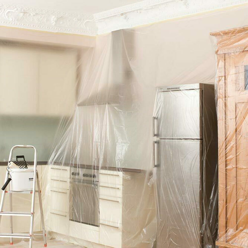 Large Polythene Dust Sheet 4m x 5m Plastic Decorating Cover Painting Waterproof - DIYUK